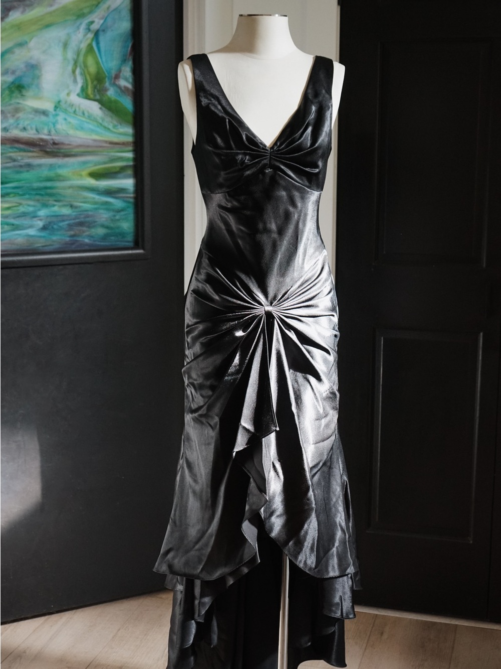 Y2K Vintage Aspeed Black Satin Gown
